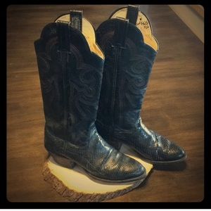 Vintage Panhandle Slim Snakeskin Leather Boots